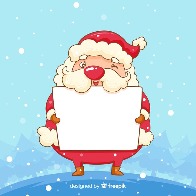 Christmas character holding white empty card