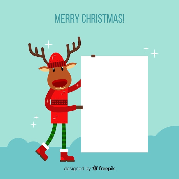 Christmas character holding white empty card