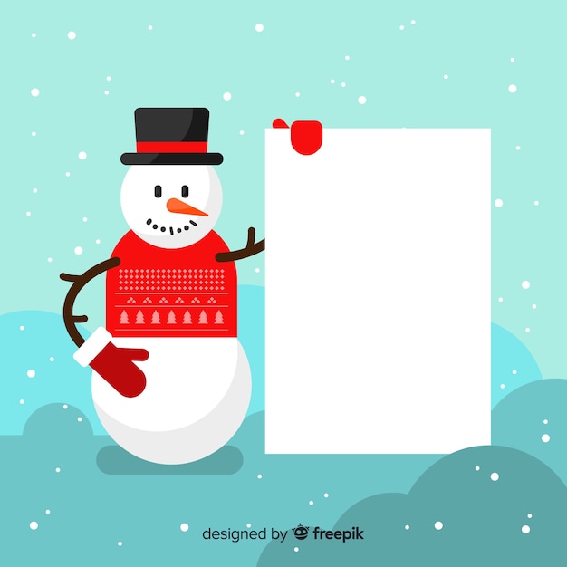 Free vector christmas character holding white empty card