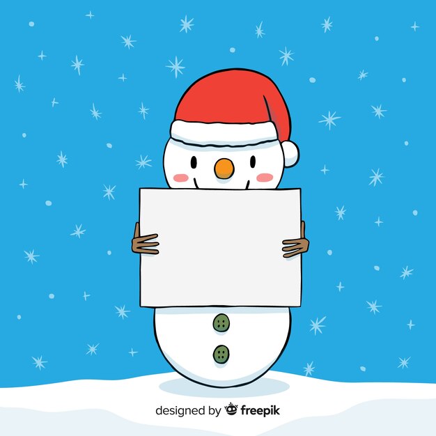 Free vector christmas character holding white empty card