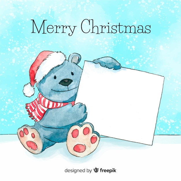 Christmas character holding white empty card