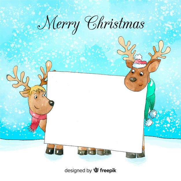 Christmas character holding white empty card