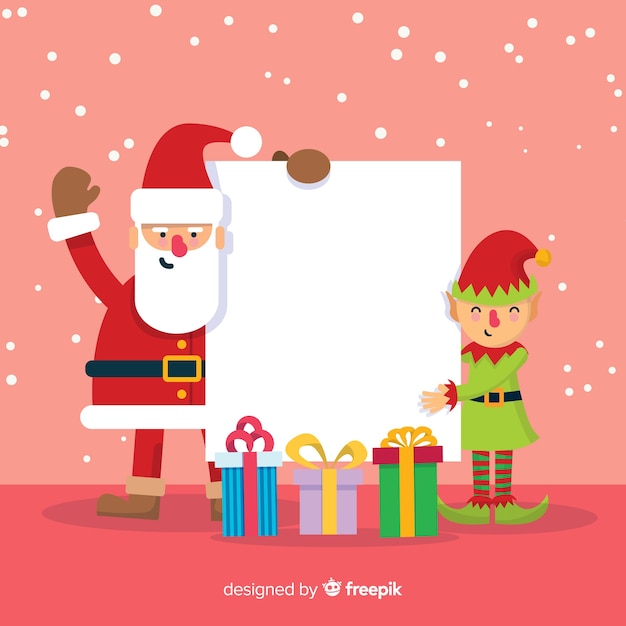 Free vector christmas character holding white empty card