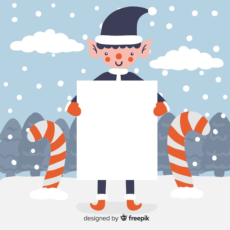 Free Vector christmas character holding white empty card
