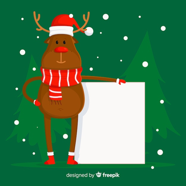 Free vector christmas character holding white empty card