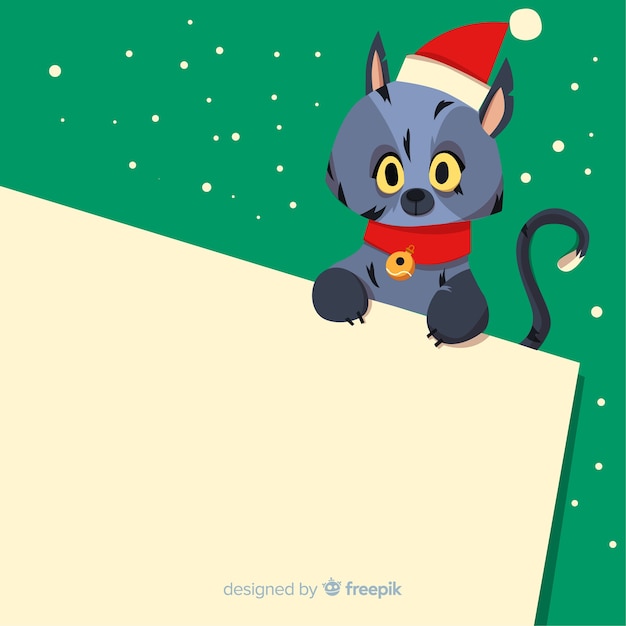 Christmas character holding white empty card