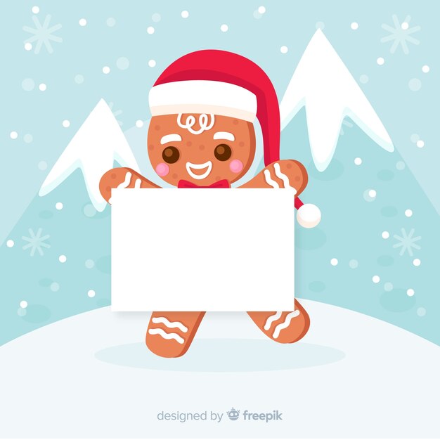 Christmas character holding white empty card