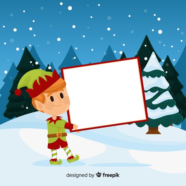 白い空のカードを保持するクリスマスの文字