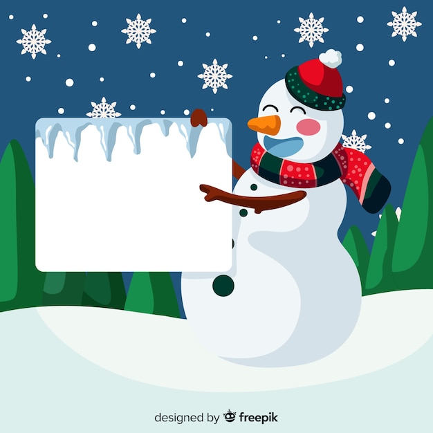 Christmas character holding white empty card