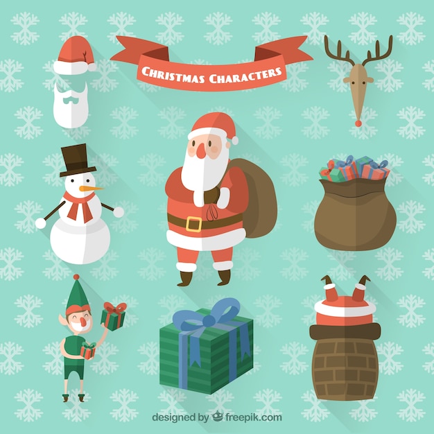 Free vector christmas character icons