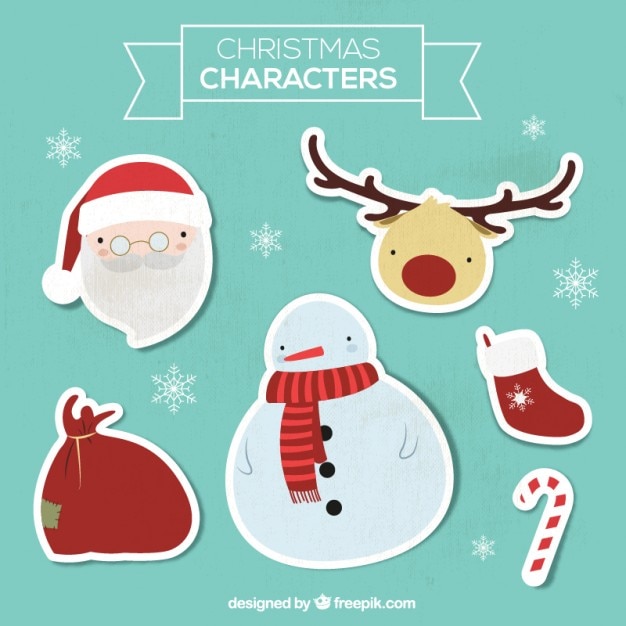 Free vector christmas character stickers