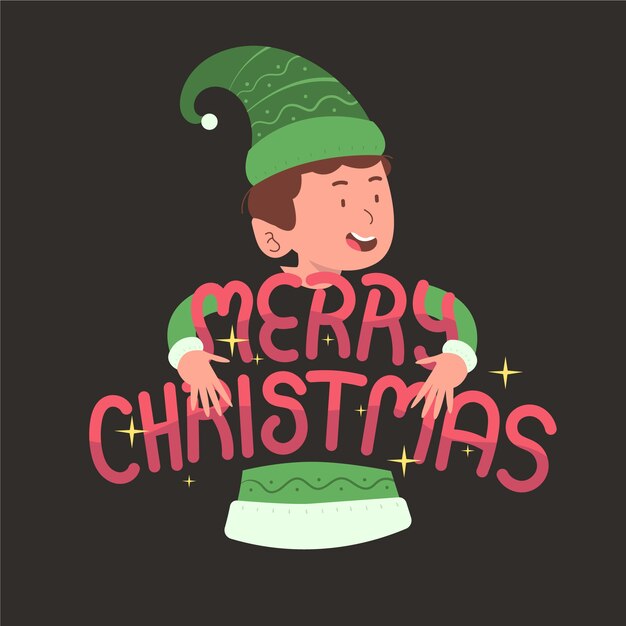 Christmas character with lettering