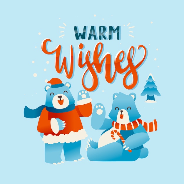 Free vector christmas character with lettering