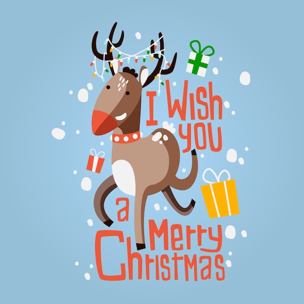 Free vector christmas character with lettering