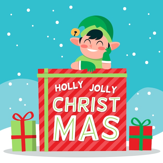 Christmas character with lettering