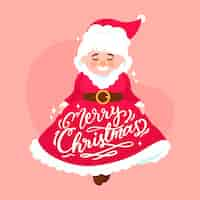 Free vector christmas character with lettering