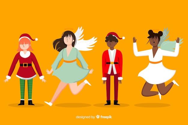 Christmas characters collection in flat design