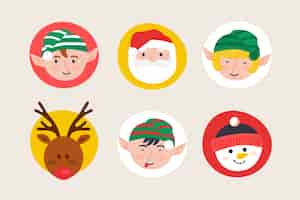 Free vector christmas characters collection in flat design