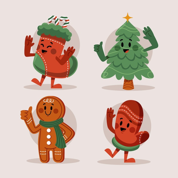 Christmas characters collection in flat design