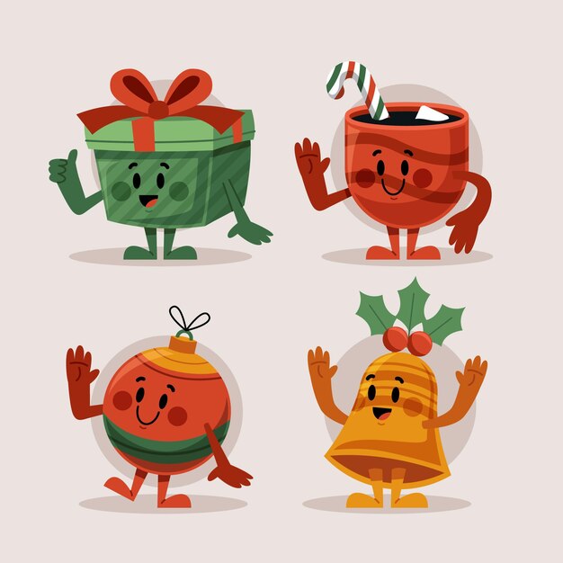 Christmas characters collection in flat design