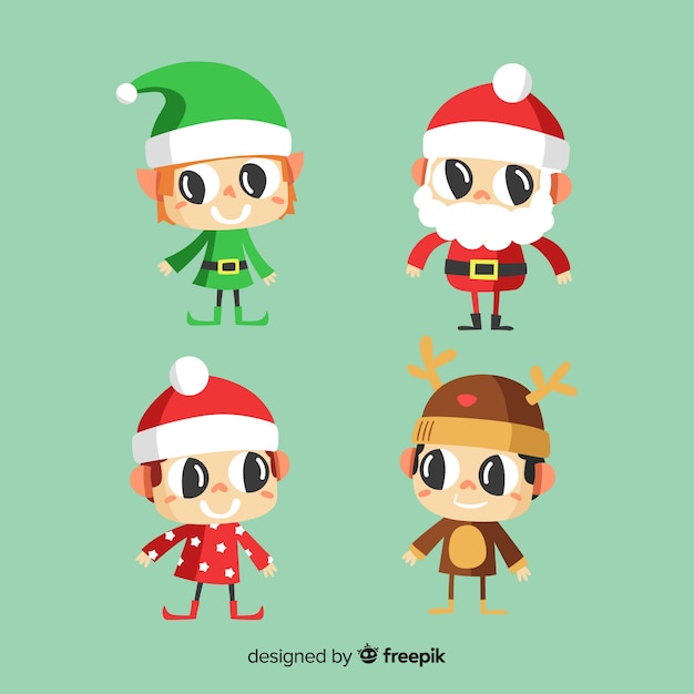 無料ベクター クリスマスキャラクターコレクション