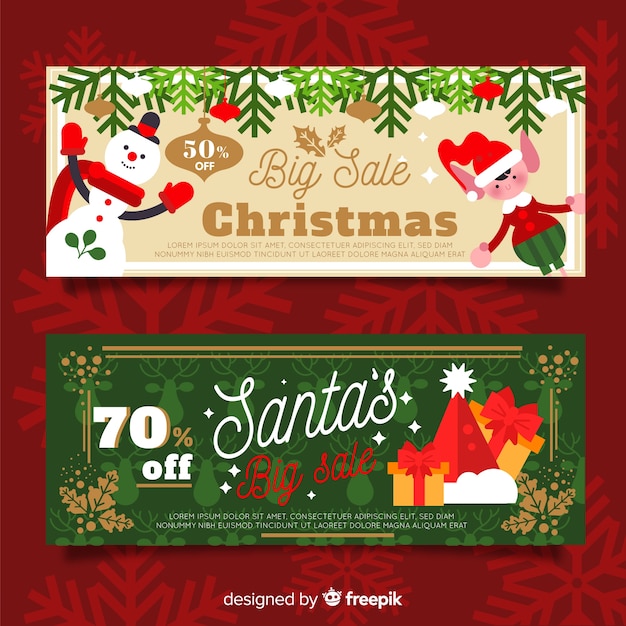 Free vector christmas characters sale banner