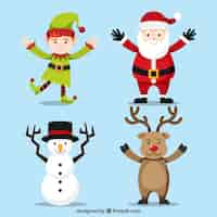 Free vector christmas characters with arms stretched