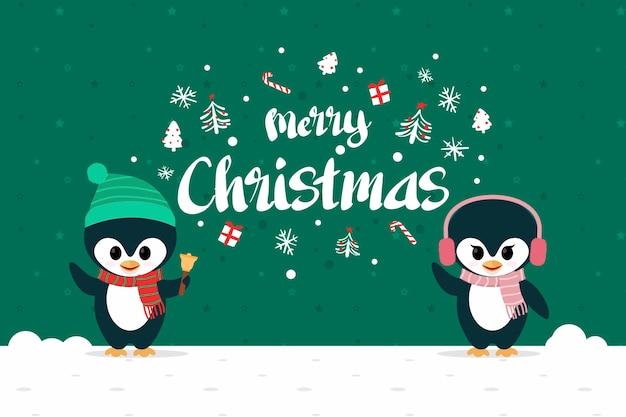 Free vector christmas charactesr with lettering