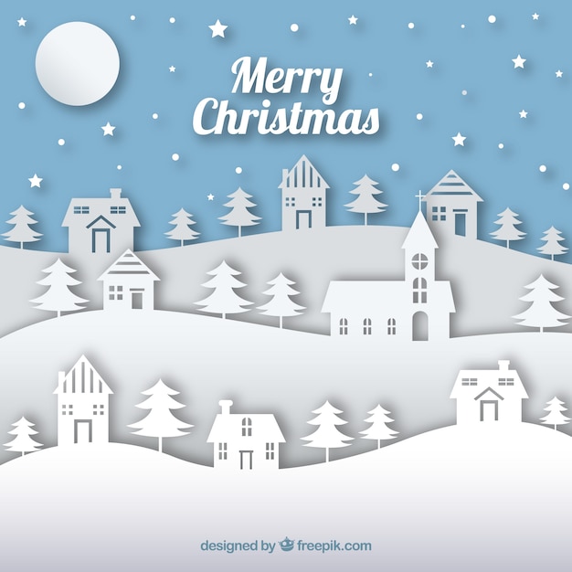 Free vector christmas city paper background