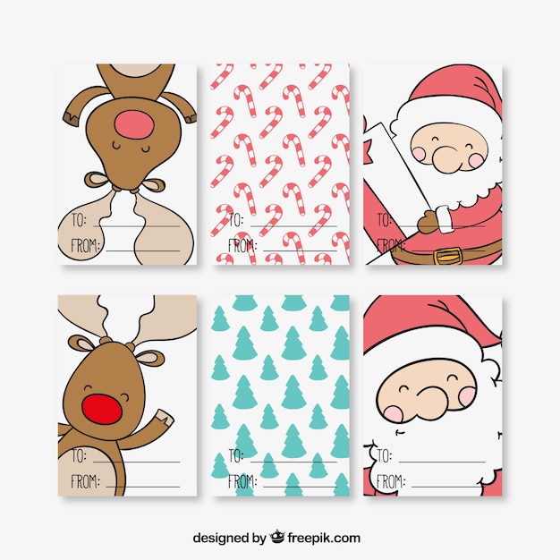 Free vector christmas collection of hand drawn cards