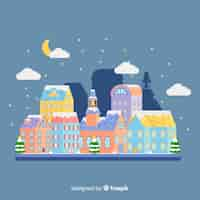 Free vector christmas colorful town background