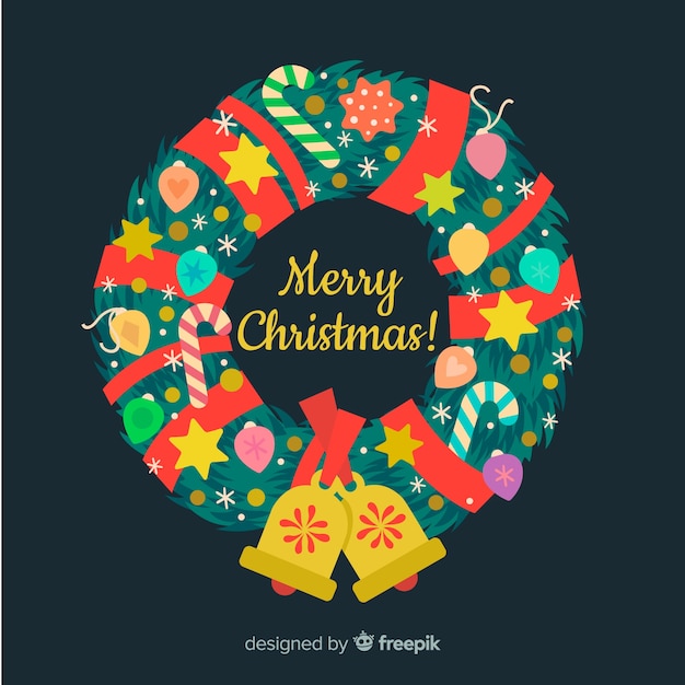 Christmas colorful wreath background