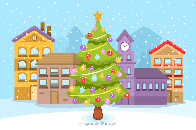 Бесплатное векторное изображение Рождественская концепция с плоским фоном дизайна