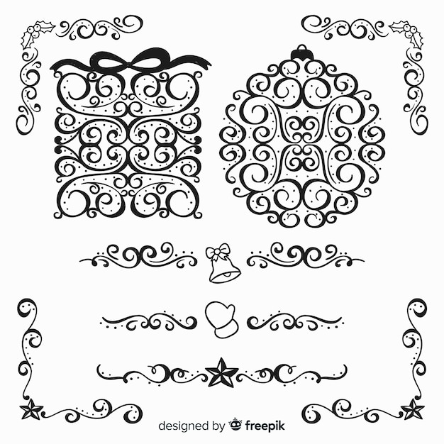 Free vector christmas curves dot ornaments