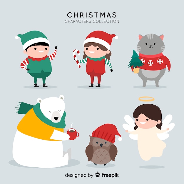 Christmas cute character collection in flat design