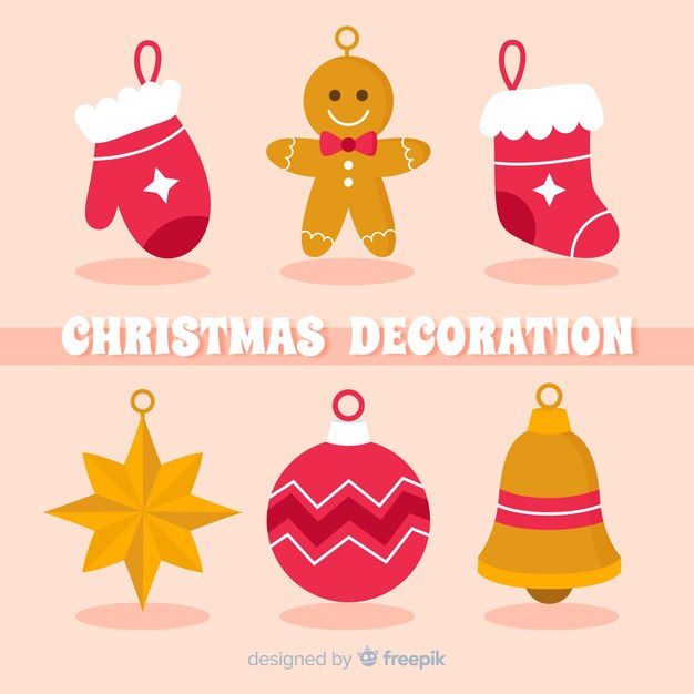 フラットスタイルのクリスマスデコレーション