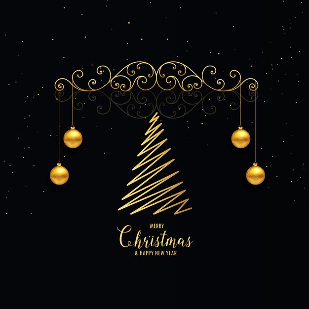 рождественское украшение приветствие в премиальном золотом стиле