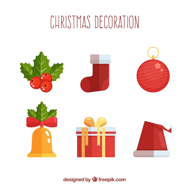 Free vector christmas decoration pack in flat design