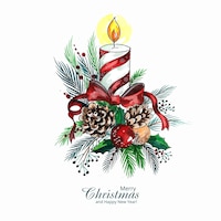 Christmas decoration with candle ribbon card design