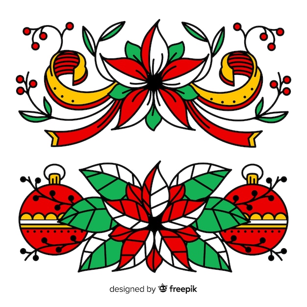 Бесплатное векторное изображение Новогоднее украшение с шарами и цветами