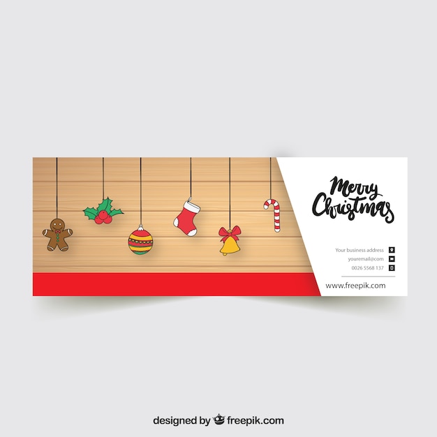 Free vector christmas decorations on a facebook cover