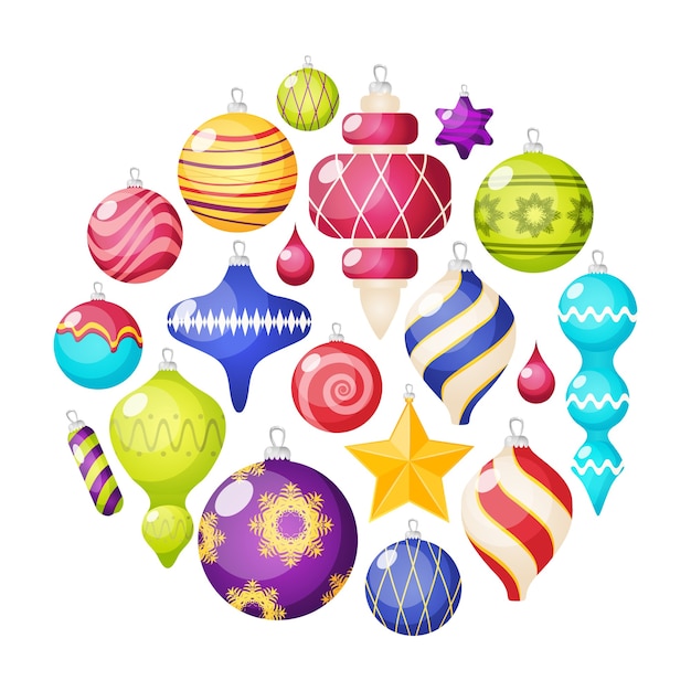 Christmas decorations icons set