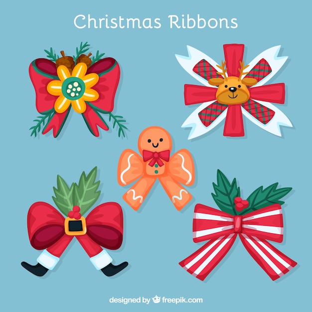 Free vector christmas decorative bow set