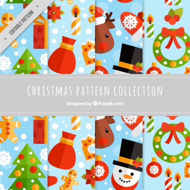 Free vector christmas decorative patterns in flat design