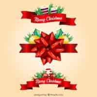 Free vector christmas decorative red ribbons