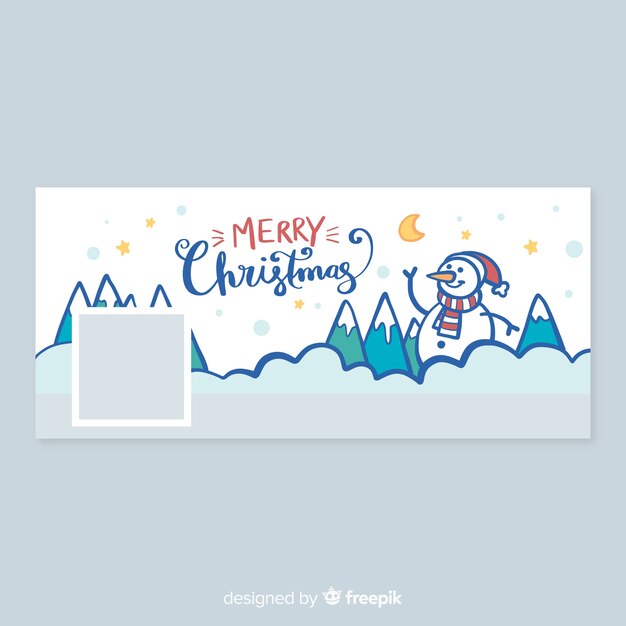 Рождественский дизайн facebook обложка с снеговиком