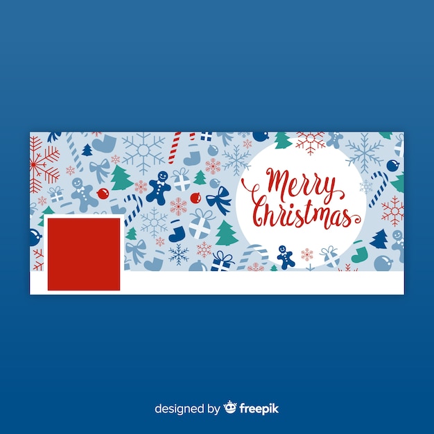 無料ベクター クリスマスデザインのfacebook cover