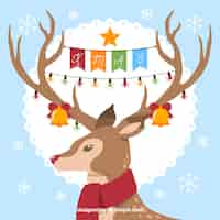 Free vector christmas design with reindeer