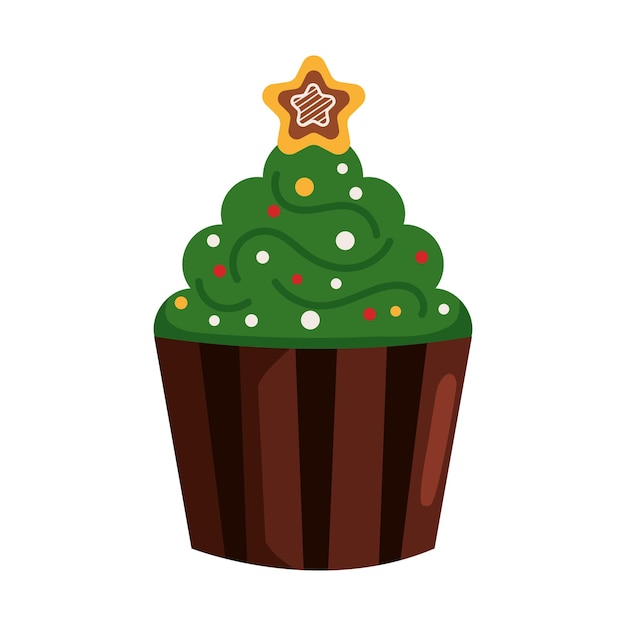 Free vector christmas dessert cupcake tasty