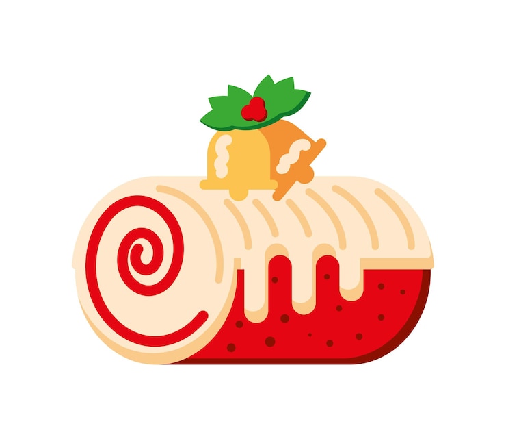 Free Vector christmas dessert roll illustration isolated